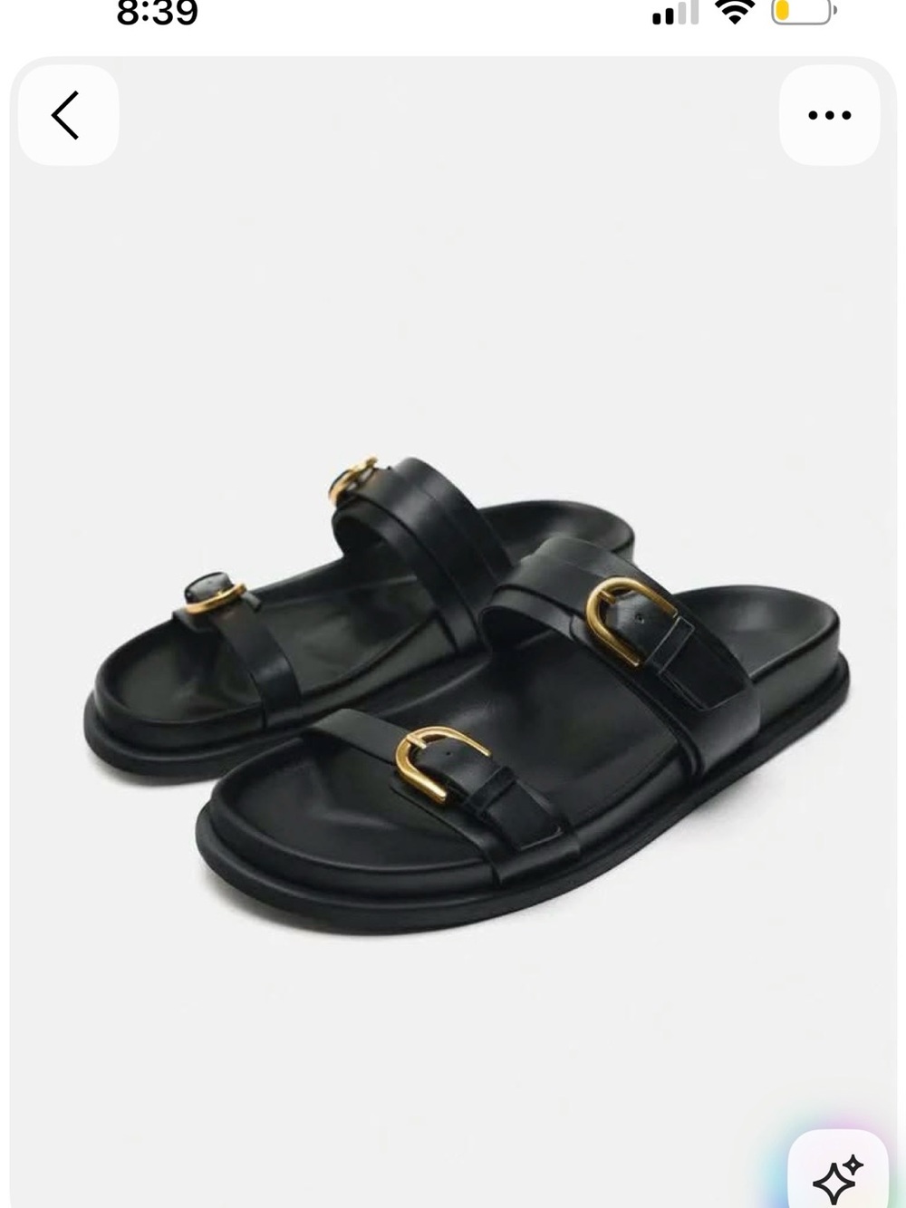 Steve Madden Black Slide Sandals with Gold Buckles